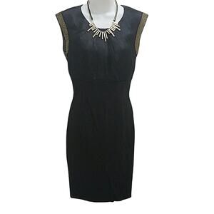 Ted Baker London silk bodice gold studs fitted pencil dress sz 1